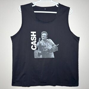Johnny Cash The Bird Middle Finger Tank Top Size 2XL Black